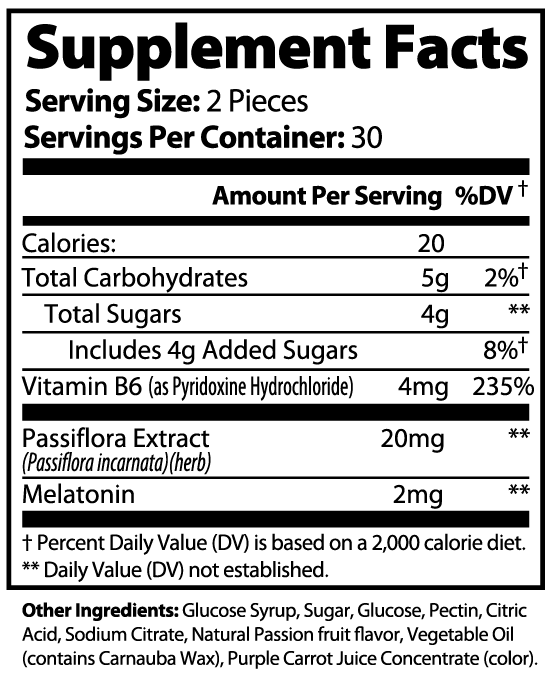 Supliful Specialty Supplements Melatonin & Passionflower Sleep Gummy | 30 Serve
